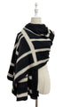 Large Geometric Block Print Wool Frayed Scarf