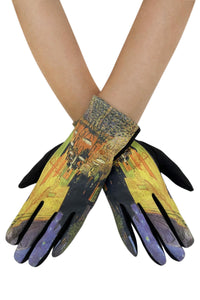 Van Gogh Terrace At Night Suede Touchscreen Gloves