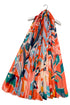 Abstract Leaf & Floral Print Frayed Scarf