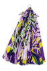 Abstract Leaf & Floral Print Frayed Scarf