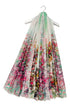 Faded Floral Border Print Frayed Scarf