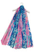Bright Coral & Floral Mosaic Frayed Scarf