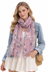 Jasmine Flower & Butterfly Print Frayed Scarf