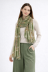Tiger Motif Striped Frayed Scarf