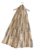 Tiger Motif Striped Frayed Scarf
