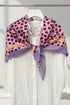 Love Heart & Border Print Silk Triangle Scarf