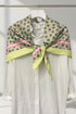 Love Heart & Border Print Silk Triangle Scarf