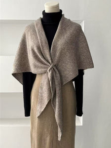 Large Plain Wool Triangle Pull Through Scarf