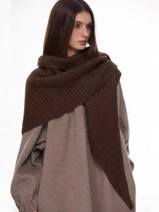 Large Plain Wool Triangle Pull Through Scarf