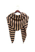 Classic Two-Tone Stripe Wool Blend Knit Triangle Scarf Wrap
