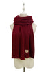 Soft Wool Blend Embroidered Heart Scarf Wrap