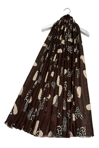 Leopard and Zebra Love Heart Print Frayed Scarf