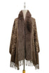 Baroque Shimmer Embroidered Cape with Faux Fur Collar