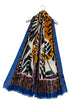 Tiger Graphic Print with Boarder Frayed Scarf