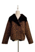 Reversible Leopard Print Faux Fur Coat with Contrast Lapel