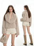 Cropped Faux Fur Jacket with Shawl Collar