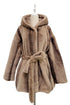 Ombre Faux Fur Hooded Belted Wrap Coat