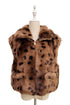 Oversized Deer Print Faux Fur Gilet Jacket
