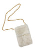 Plush Faux Fur Phone Crossbody Bag with Gold Chain