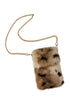 Plush Faux Fur Phone Crossbody Bag with Gold Chain