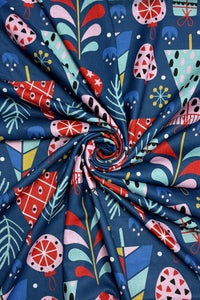 Scandi Style Christmas Tree Print Wool Frayed Scarf