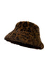 Leopard Print Faux Fur Bucket Hat