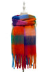 Deep Multi Tone Check Chunky Tassel Scarf
