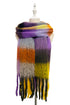 Smoky Violet Multi Check Chunky Tassel Scarf