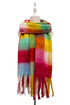 Rainbow Candy Plaid Check Chunky Tassel Scarf