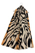Soft-Touch Bordered Tiger Zebra Stripe Print Scarf