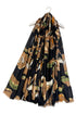 Botanical Floral Print Foiled Frayed Scarf