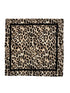 Leopard Print Wool Square Frayed Scarf with Border