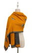 Reversible Robin Bird Print Boarder Frayed Blanket Scarf