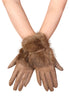 Faux Fur Cuff Faux Fur Leather Gloves with Buckle Detail