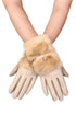 Faux Fur Cuff Faux Fur Leather Gloves with Buckle Detail