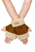 Faux Shearling Trimmed Suede Fingerless Gloves