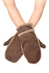 Faux Shearling Trimmed Suede Mittens