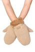 Teddy Fleece Winter Mittens with Faux Fur Trim