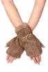 Luxe Faux Fur Fingerless Gloves with Gold Chain Strap