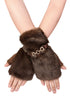Luxe Faux Fur Fingerless Gloves with Gold Chain Strap
