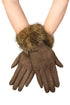 Faux Suede Touchscreen Gloves with Fluffy Faux Fur Cuff