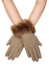 Quilted Touchscreen Gloves with Faux Fur Cuff