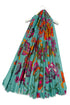 Folk Art Floral Print Frayed Scarf