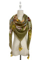 Enchanting Wildflower Print Square Tassel Scarf