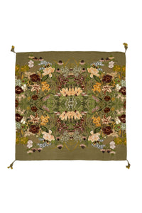 Enchanting Wildflower Print Square Tassel Scarf