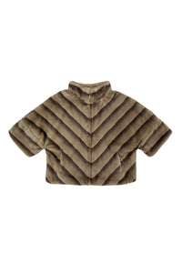 Chevron Faux Fur Sleeved Jacket