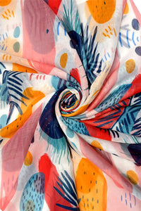 80s Abstract Print Frayed Scarf