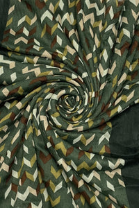 Chevron Print Frayed Scarf