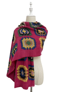 Retro Circle Wool Frayed Scarf