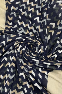 Chevron Print Frayed Scarf